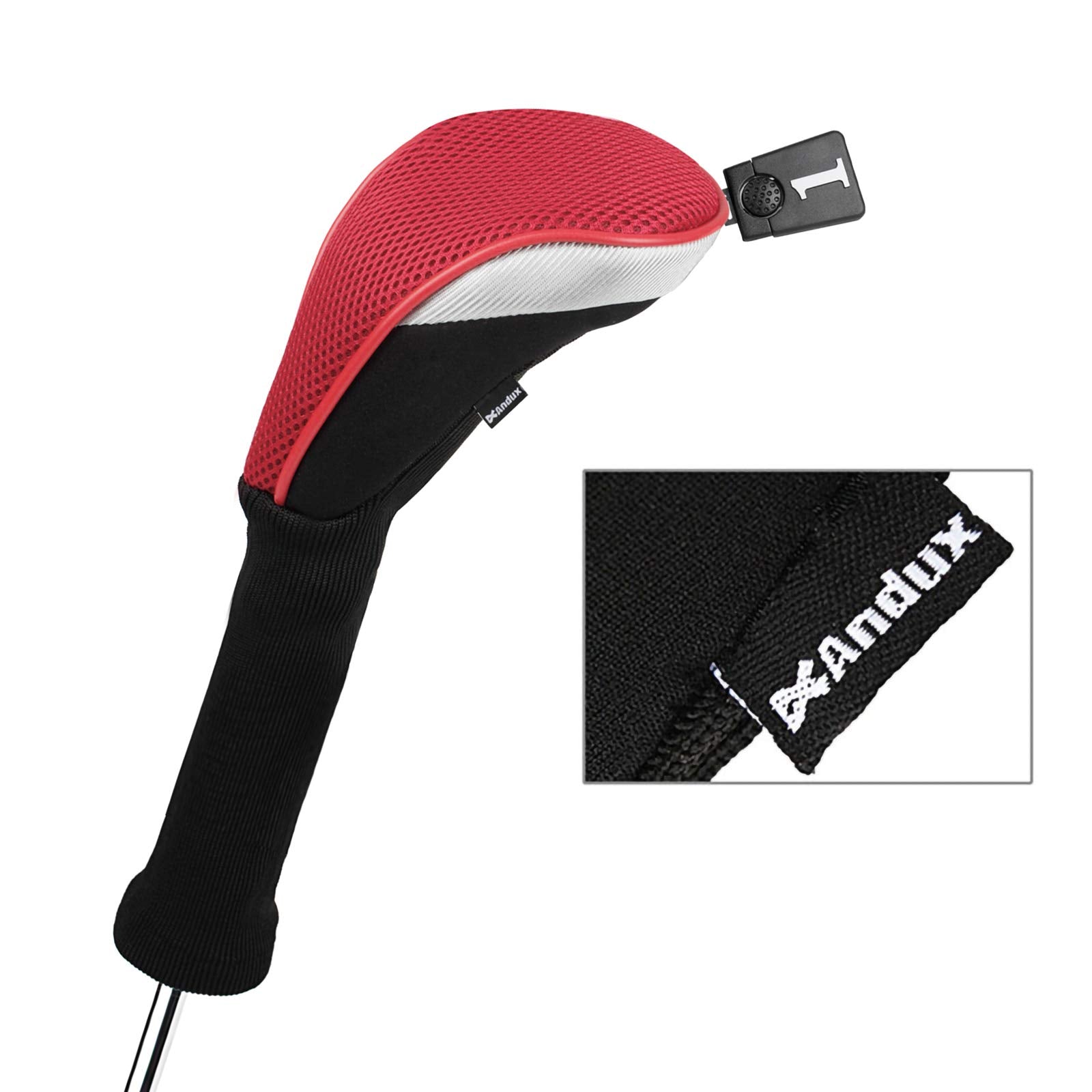 Andux 4pcs/Set Golf Wood Club Head Covers 460cc Driver with Long Neck Red