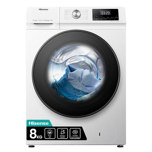 Hisense 3 Series WFQA9014EVJM Freestanding 9 KG Front Load Washing Durable Inverter Machine Steam Wash Quick Wash 15 Washing Programs 1400 RPM White- Energy Rating A