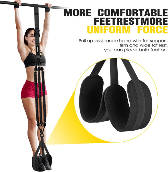 Ayombo Pull Up Assistance Bands, Adjustable Resistance Bands for Pull Up Bar, Heavy Duty Pull Up Assist Workout Equipment with 4 Assistance Bands, Home Gym Strength Training, Exercise Best Partner