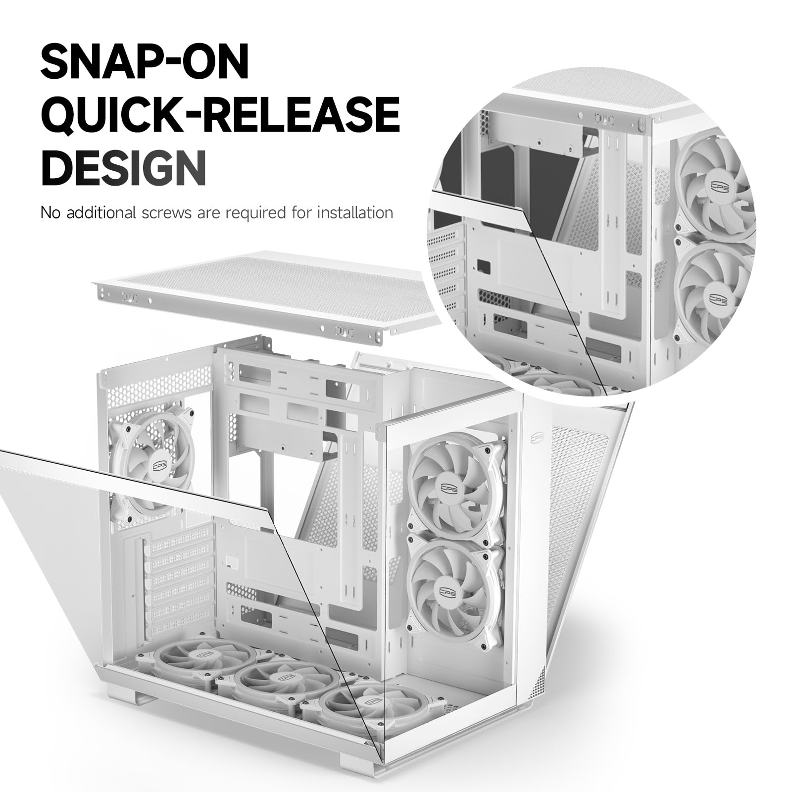 PCCOOLER CPS C3T500 AIRFLOW Mid-Tower ATX/M-ATX/ITX Case, Pre-installed 6 120mm PWM ARGB Fans,Column-Free Design,270° Full View Tempered Glass,360MM Radiator&400MM GPU Support,Easy Installation,WH