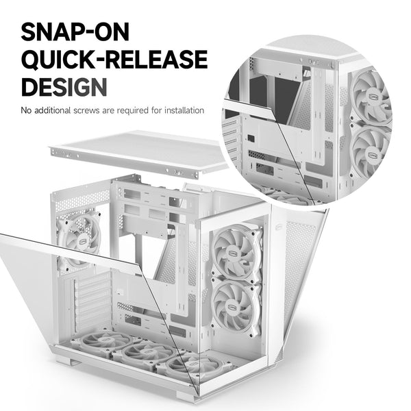 PCCOOLER CPS C3T500 AIRFLOW Mid-Tower ATX/M-ATX/ITX Case, Pre-installed 6 120mm PWM ARGB Fans,Column-Free Design,270° Full View Tempered Glass,360MM Radiator&400MM GPU Support,Easy Installation,WH