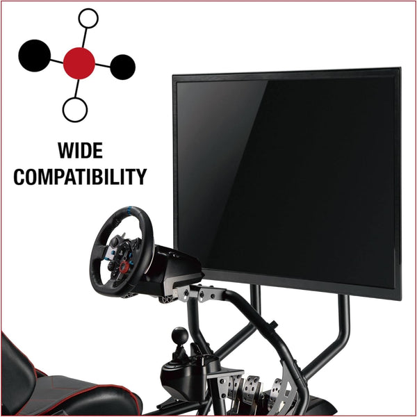 The Ultimate Racing Cockpit - suitable for Logitech, Fanatec, Thrustmaster, Xbox & Playstation, Pedal & Gear Shifter Mount – Reclining and Adjustable Seat for Racing Wheels