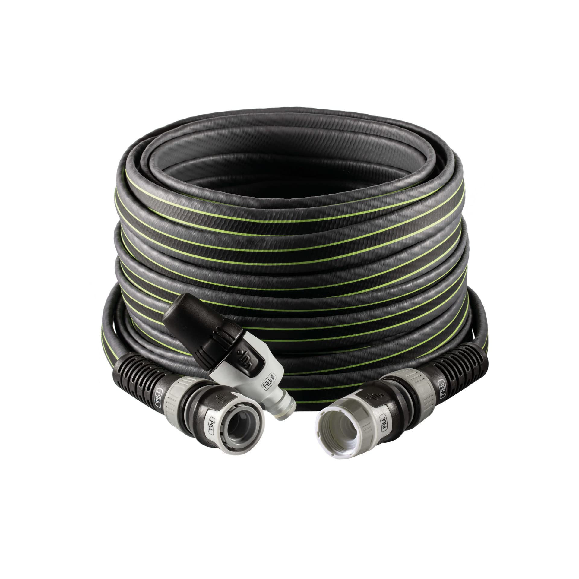 FITT Force 15m, Water Hose for Garden Irrigation, Light, Resistant and Compact, for Intensive Use, with Nozzle, Colour Grey-Lime, -43% CO2e