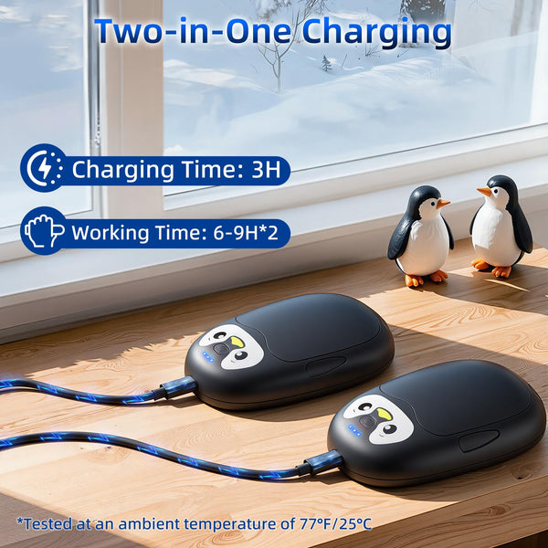 Hand Warmers Rechargeable, 8000mAh Electric Handwarmers, 2 pack Pocket HandWarmer, 3 Levels Heating, Portable for Pocket, Gloves, Golf Skiing Camping, Tech Gifts for Men Women, Black