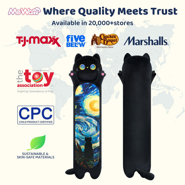 Mewaii 36in Long Cat Plush Pillows Stuffed Animals Squishy Pillows - Plushie Cute Kitty Sleeping Hugging Plush Pillow Soft Toys for Kids(Orange)