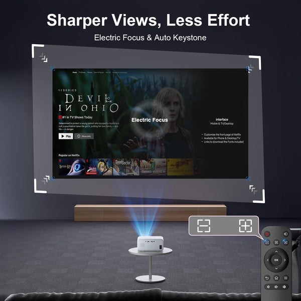 [360°Adjustable Stand] Mini Projector with WiFi and Bluetooth: Electric Focus & Auto Keystone 1080p Supported, 15000L,Phone Projector - 2025 Upgraded Visulapex Portable Home Theater