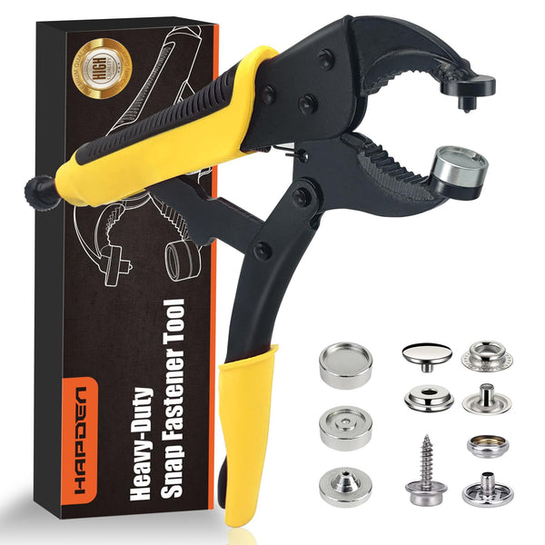 Heavy Duty Snap Fastener Tool Adjustable Vice Grip Snap Setter Tool Includes 40 Sets 15mm Snaps for Boat Cover, Replacing Metal Snaps, Repairing Boat