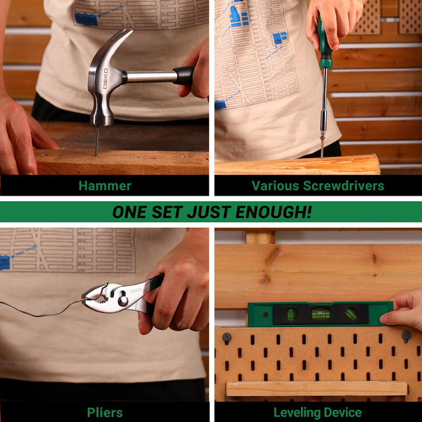 DEKO Tool Kit Set Box 62 Piece Home Repair DIY Tools Basic Hand Toolbox Sets for Home