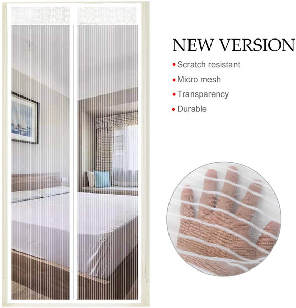 EXTSUD Magnetic Fly Screen Door Keep Insects Out Mosquito Door Screen Easy to Install without Drilling Top-to-Bottom Seal Automatically for Balcony Sliding Living Room Children's Room, 90x210 cm