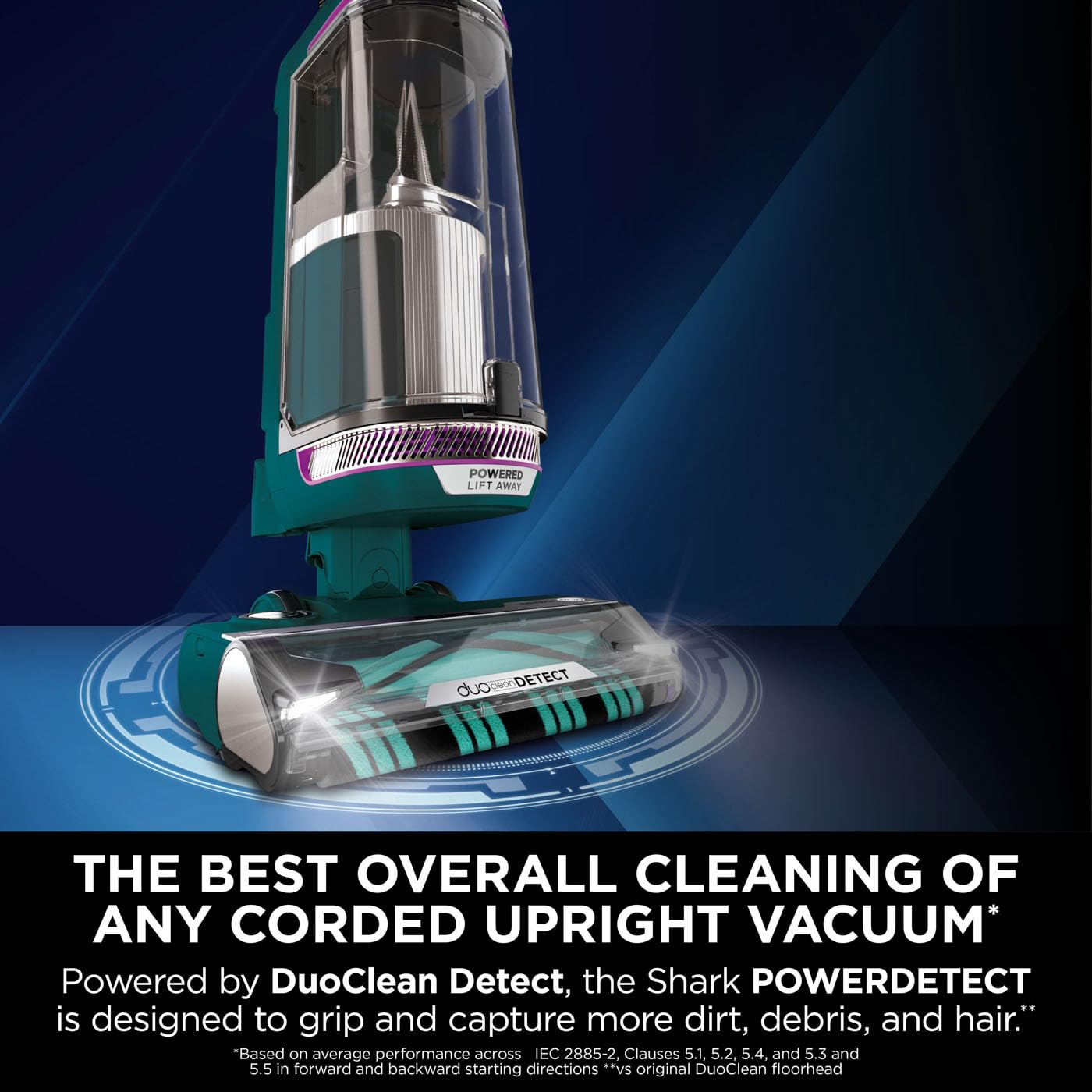 Shark PowerDetect Corded Upright Vacuum Cleaner, DuoClean Detect, Reverse Clean, Anti Hair Wrap Plus, Anti-Allergen, 8m Cord, 1.3L, Dusting Brush, Pet, Crevice, Multi Surface Tools & Bag, AZ3900UKTBK