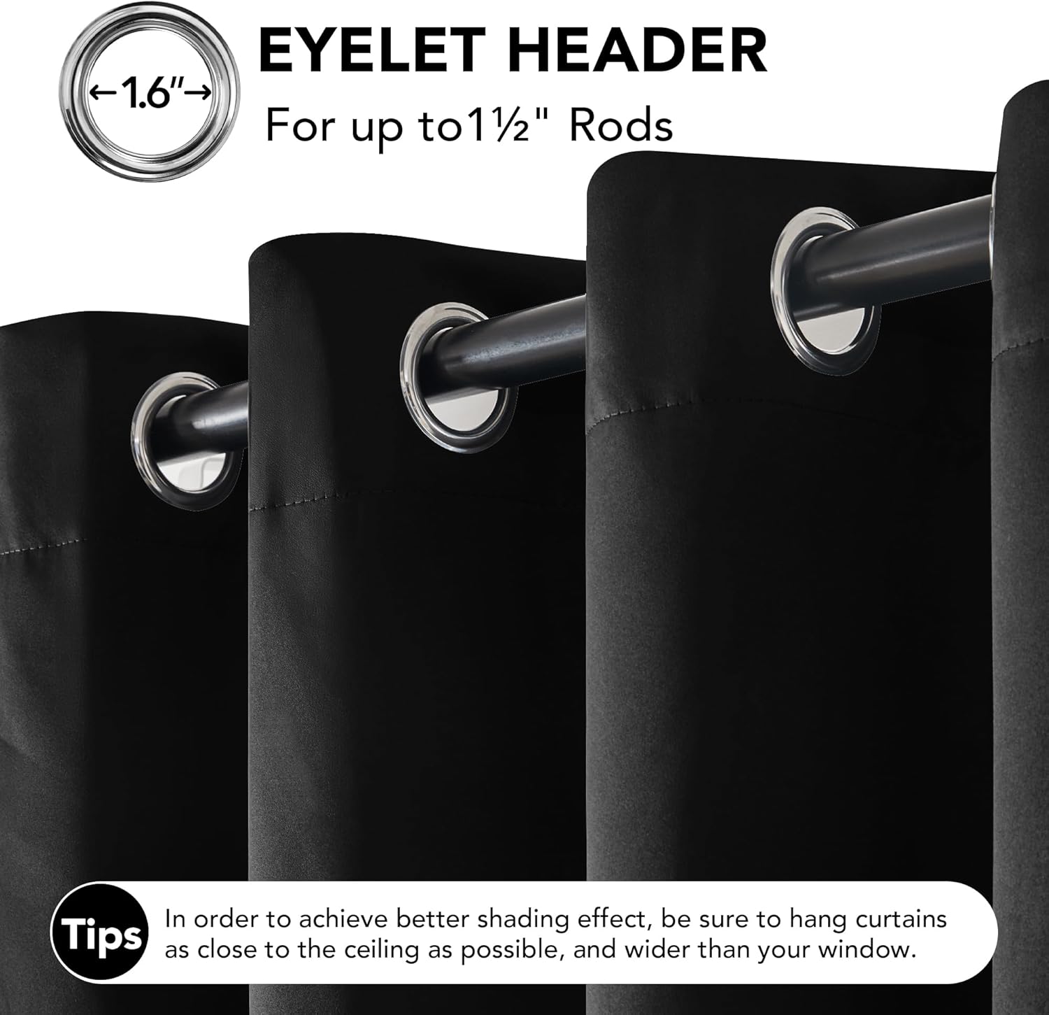 Deconovo Blackout Curtains Eyelet Super Soft Thermal Insulated Ring Top Blackout Curtains for Nursery 46 x 54 Drop Inch Dark Grey 2 Panels