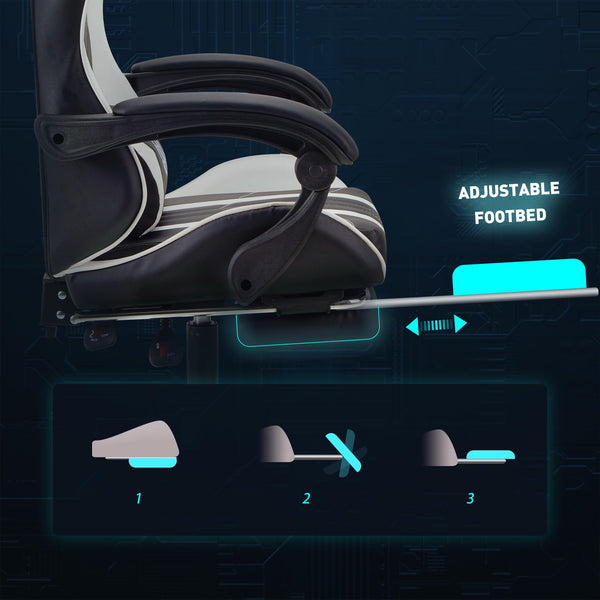 Play haha.Ergonomic reclining seat with footrest adjustable headrest and lumbar cushion high back support padded armrests PU leather finish for gaming home or office use
