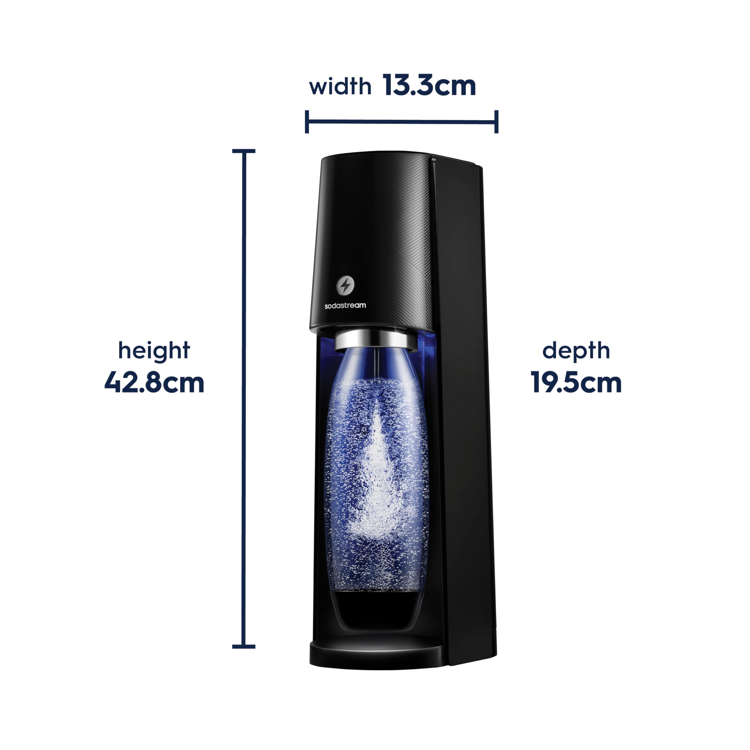 SodaStream - Terra Sparkling Water Maker, Quick Connect CO2 System, Includes 60L Gas Cylinder, BPA-Free 1L Bottle, Eco-Friendly & Reduces Plastic Waste, Black