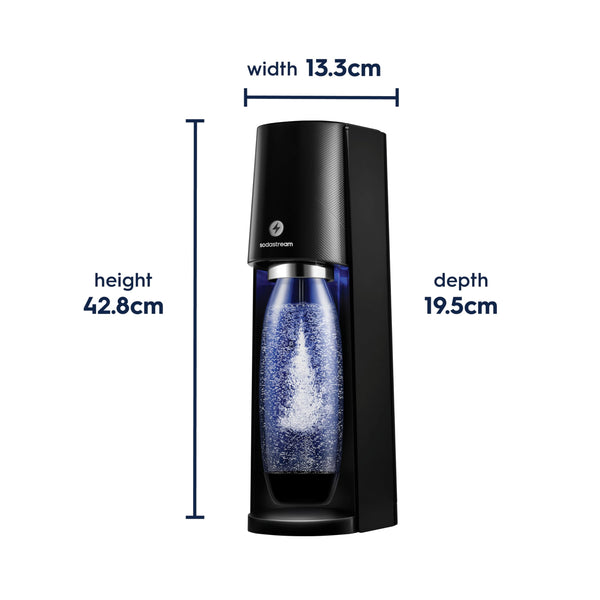 SodaStream - Terra Sparkling Water Maker, Quick Connect CO2 System, Includes 60L Gas Cylinder, BPA-Free 1L Bottle, Eco-Friendly & Reduces Plastic Waste, Black