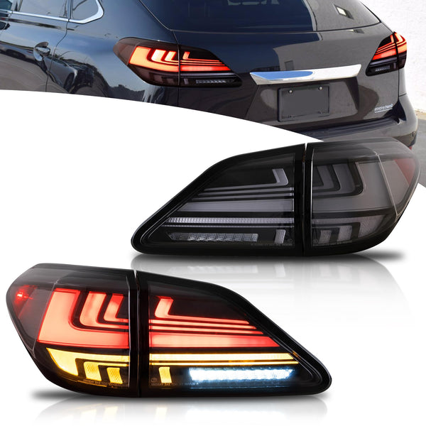 VLAND Motor LED Rear Lights compatible with RX270, RX330, RX350 F Sport, RX400h, RX450h, RX450hl 2010-2015, w/Amber Sequential Indicator, Driver & Passenger Side - Clear