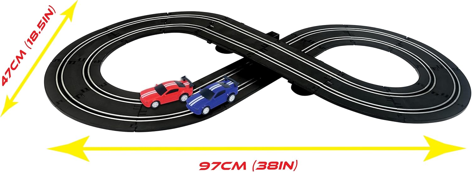 BANDAI Artin Speed Chase Slot Car Racing Set | 2.4m 2 Player Electric Race Car Track With 2 Muscle Cars And Speed Controls | Adults And Kids Electric Car Racing Toys Make Great Remote Control Gifts