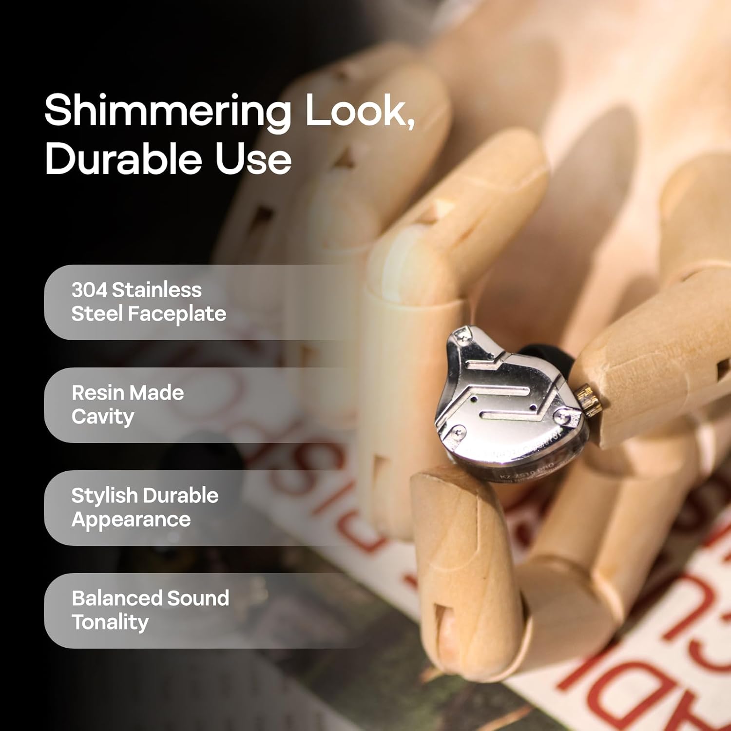 Linsoul KZ ZS10 Pro, 4BA+1DD 5 Driver in Ear Monitor, HiFi Wired Earbuds, Gaming Earbuds, Hybrid IEM Earphones with Stainless Steel Faceplate, Recessed 2 Pin Detachable Cable(With Mic, Glare Blue)