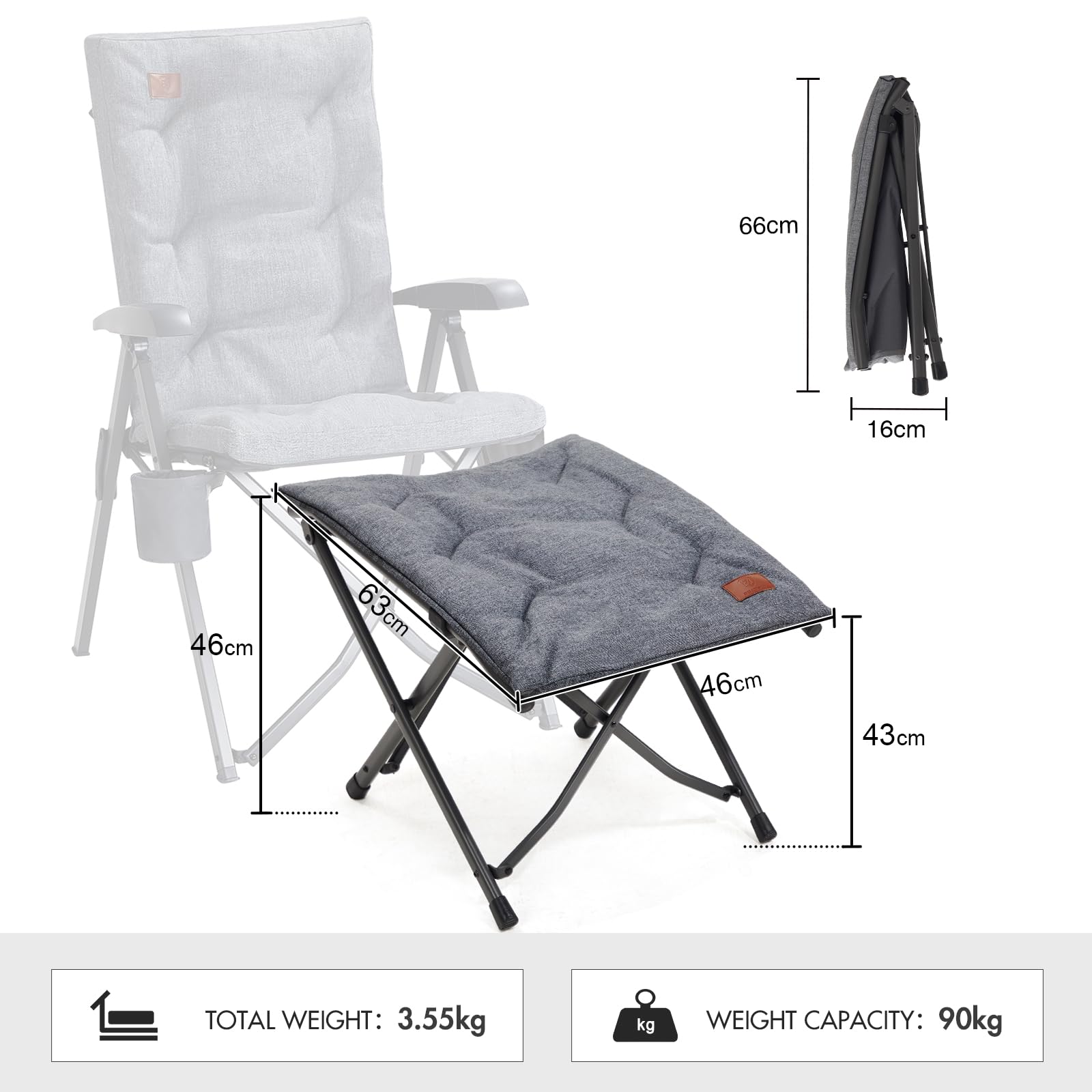 EVER ADVANCED Folding Camping Footrest Ergonomical Ottomans for Living Room Collapsible Garden Footstool Lightweight Leg Rest with Carry Bag for