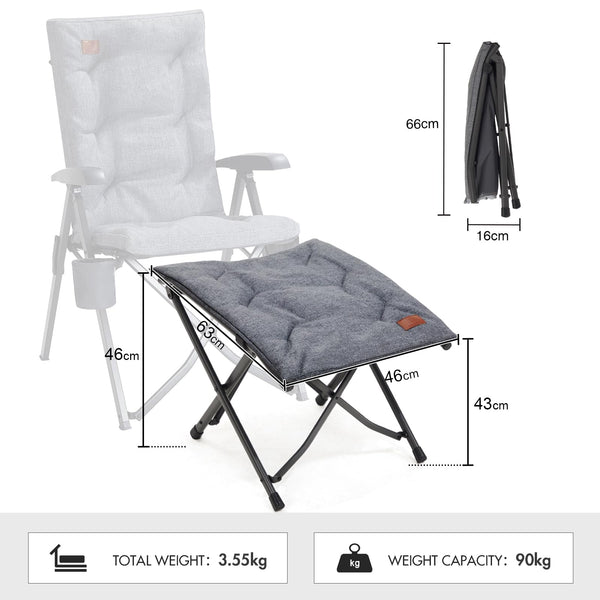 EVER ADVANCED Folding Camping Footrest Ergonomical Ottomans for Living Room Collapsible Garden Footstool Lightweight Leg Rest with Carry Bag for