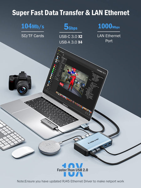 Lemorele 6-in-1 USB C Hub with 4K HDMI, Ethernet, 2 USB Ports, 100W PD Charging for MacBook Pro/Air M1, iPad Pro M1, Switch, Chromecast, PS4