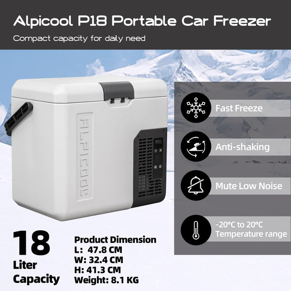 Alpicool G22 22L Compressor Car Fridge Freezer, DC 12v Camping Refrigerator, Portable Mini Cool Box for TruckCampervanRVBoat, -20℃ to 20℃