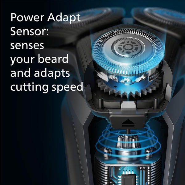 Philips Shaver Series 5000 - Wet & Dry Electric Shaver in Carbon Grey with 1 x Integrated Pop-up Trimmer, Soft Pouch, Protective Cap and Charging Stand (Model S5887/13)