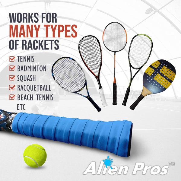 Alien Pros Tennis Racket Grip Tape (60 Grips) ? Precut and Dry Feel Tennis Grip ? Tennis Overgrip Grip Tape Tennis Racket ? Wrap Your Racquet for High
