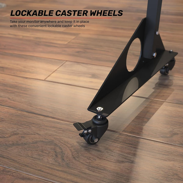GT Omega Portable Monitor Stand | Single Monitor Stand for VESA Mounting | Supports Max 42" Monitor | Lockable Caster Wheels for Easy Mobility | Convenient Monitor Positioning