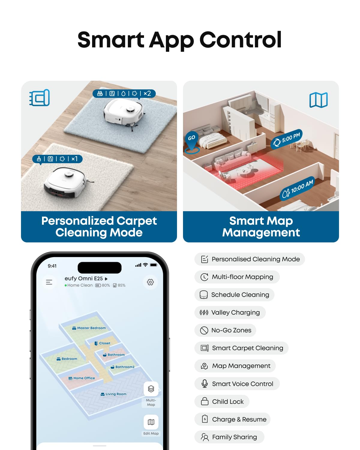 eufy E25 Omni Robot Vacuum Cleaner with Mop, HydroJet System, 20,000 Pa Turbo Powerful Suction, Zero Tangling, Corner-to-Edge Deep Cleaning and Mop Lifting, with Auto All-In-One Station