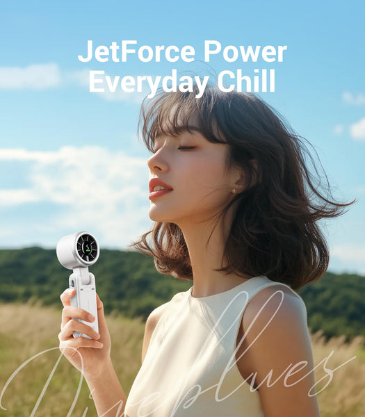 Diveblues Portable Handheld Fan, High-Speed Turbo Portable Fan, LED Display, Up to 12 Hours, 4000mAh Battery, 5 Wind Gear, Rechargeable small Hand Fan for Travel/Commute/Outdoor, Gifts for Women