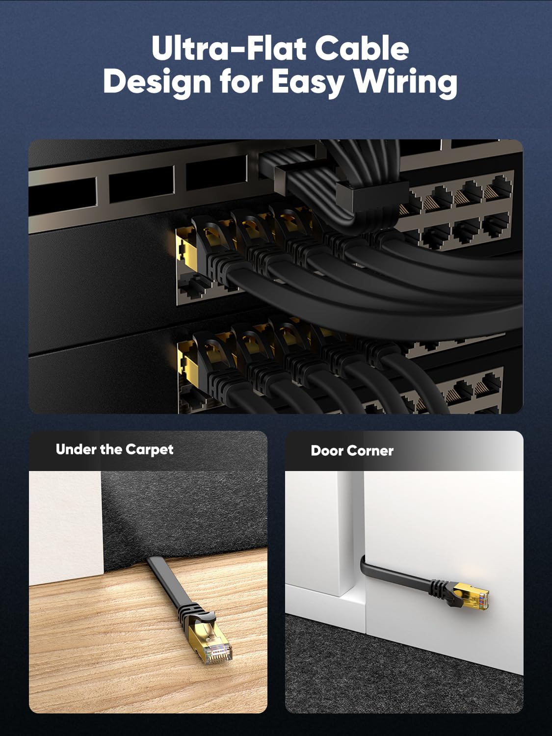 VOIETOLT Cat 8 Ethernet Cable 10M, High-Speed 40Gbps/2000Mhz Flat Braided Internet Cable, Gigabit STP RJ45 Network Cable Compatible for PS4/5, for Modem, PC/Laptop