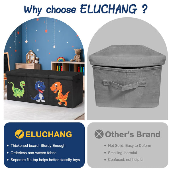 ELUCHANG Toy Storage Box, 147L Large Foldable Kids Toy Chests & Boxes for Boys Girls,Toy Storage Organiser with Flip-top Lid, Childrens Storage Box