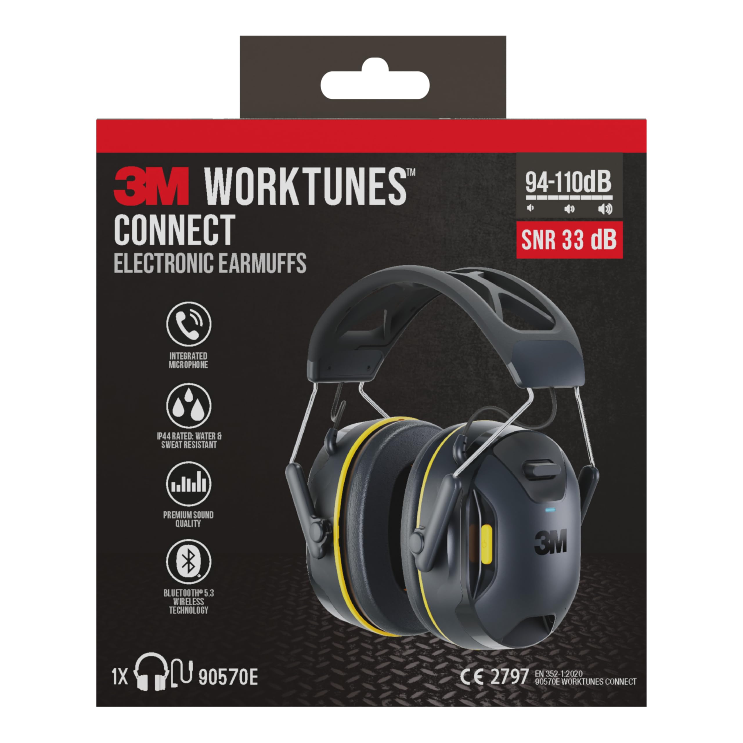 3M WorkTunes Connect Wireless Hearing Protector with Bluetooth Technology 90570E-1