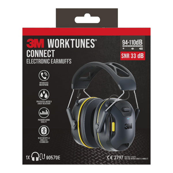3M WorkTunes Connect Wireless Hearing Protector with Bluetooth Technology 90570E-1