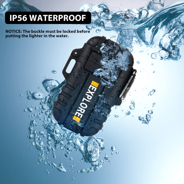 Electric Lighter Rechargeable USB, Electronic Plasma Arc Lighter Windproof and Waterproof for Hiking, Camping, Outdoor, Survival, Tactical, EDC Gear, Gifts for Him Men (Black)