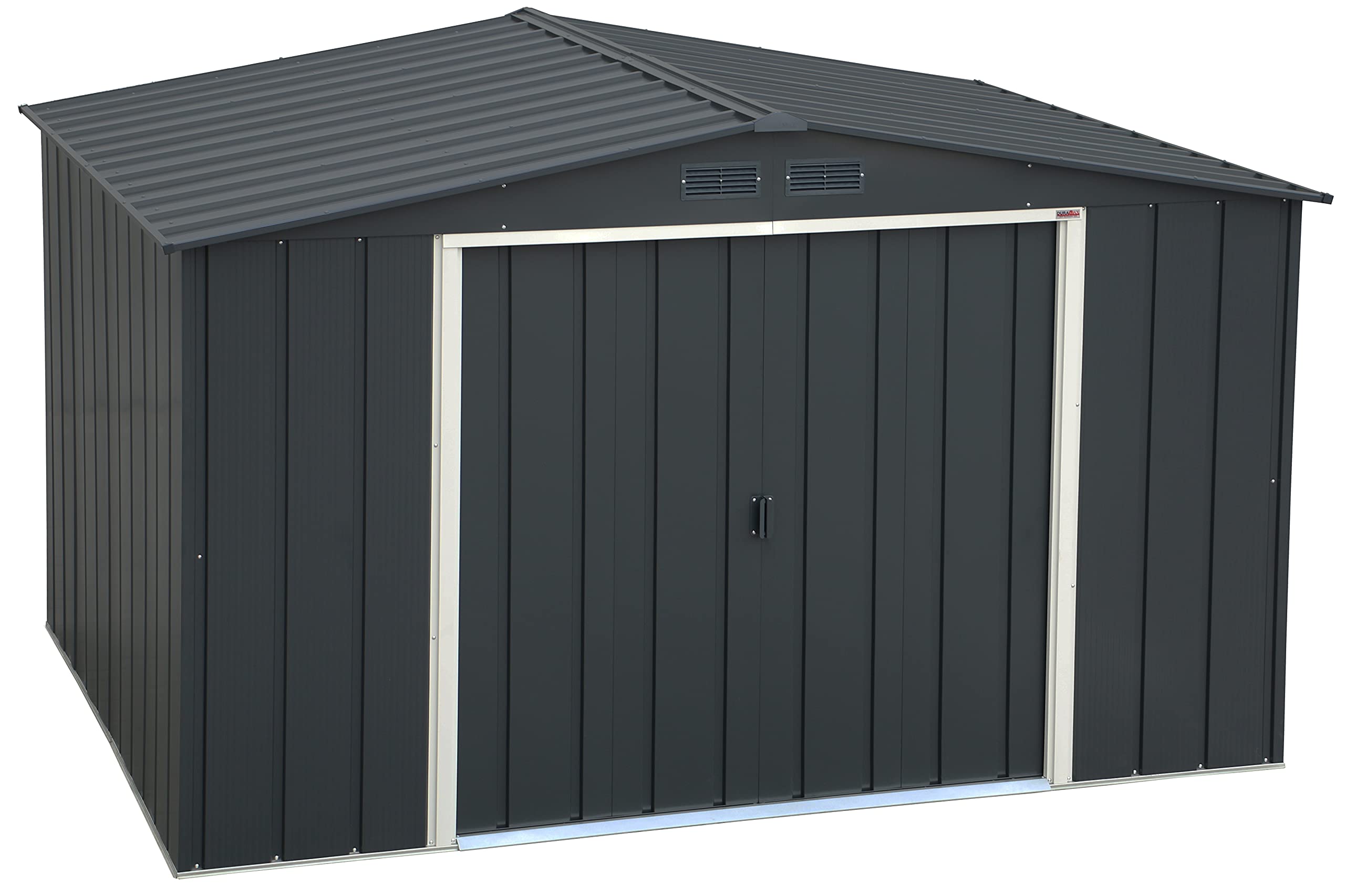 Duramax ECO 8 x 8 (6.35 m2) Metal Garden Storage Shed, Hot-Dipped Galvanized Metal Garden Shed, Tool Storage Shed, Strong Reinforced Roof Structure, Maintenance-Free Metal Shed, Anthracite