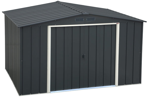 Duramax ECO 8 x 8 (6.35 m2) Metal Garden Storage Shed, Hot-Dipped Galvanized Metal Garden Shed, Tool Storage Shed, Strong Reinforced Roof Structure, Maintenance-Free Metal Shed, Anthracite