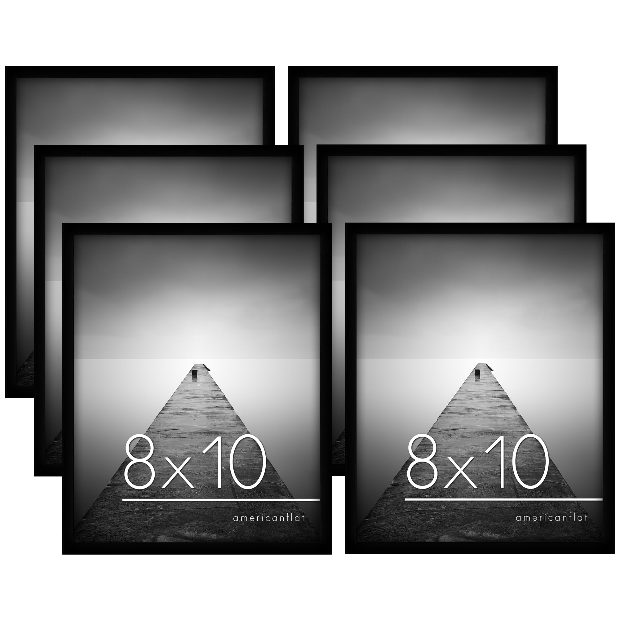 Americanflat 10x8 Photo Frames in Black - Set of 6 - Gallery Wall Picture Frame with Shatter-resistant Glass - Horizontal and Vertical Formats for