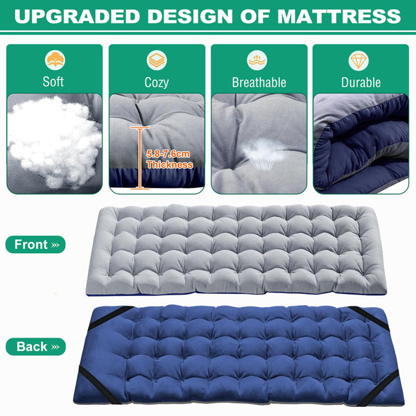 Meulbaty Oversized Folding Camp Bed with Mattress - 46cm Wide, 400KG Heavy Duty Steel Frame and Oxford Cloth, 198x81x46 cm Camping Cot, Great for Adults, Garden and Trip (XXL Black)