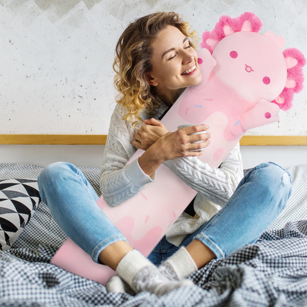 Mewaii 36in Long Cat Plush Pillows Stuffed Animals Squishy Pillows - Plushie Cute Kitty Sleeping Hugging Plush Pillow Soft Toys for Kids(Orange)