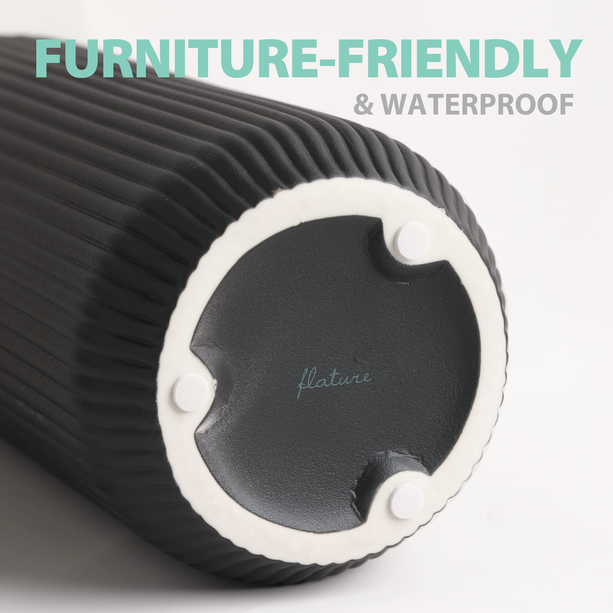 flature Ceramic Vases in Nordic Style, Modern Vase Deco for Pampas Grass, Boho Deco for Windowsill, Vases Set in Black Matt, Flower Vase as Home