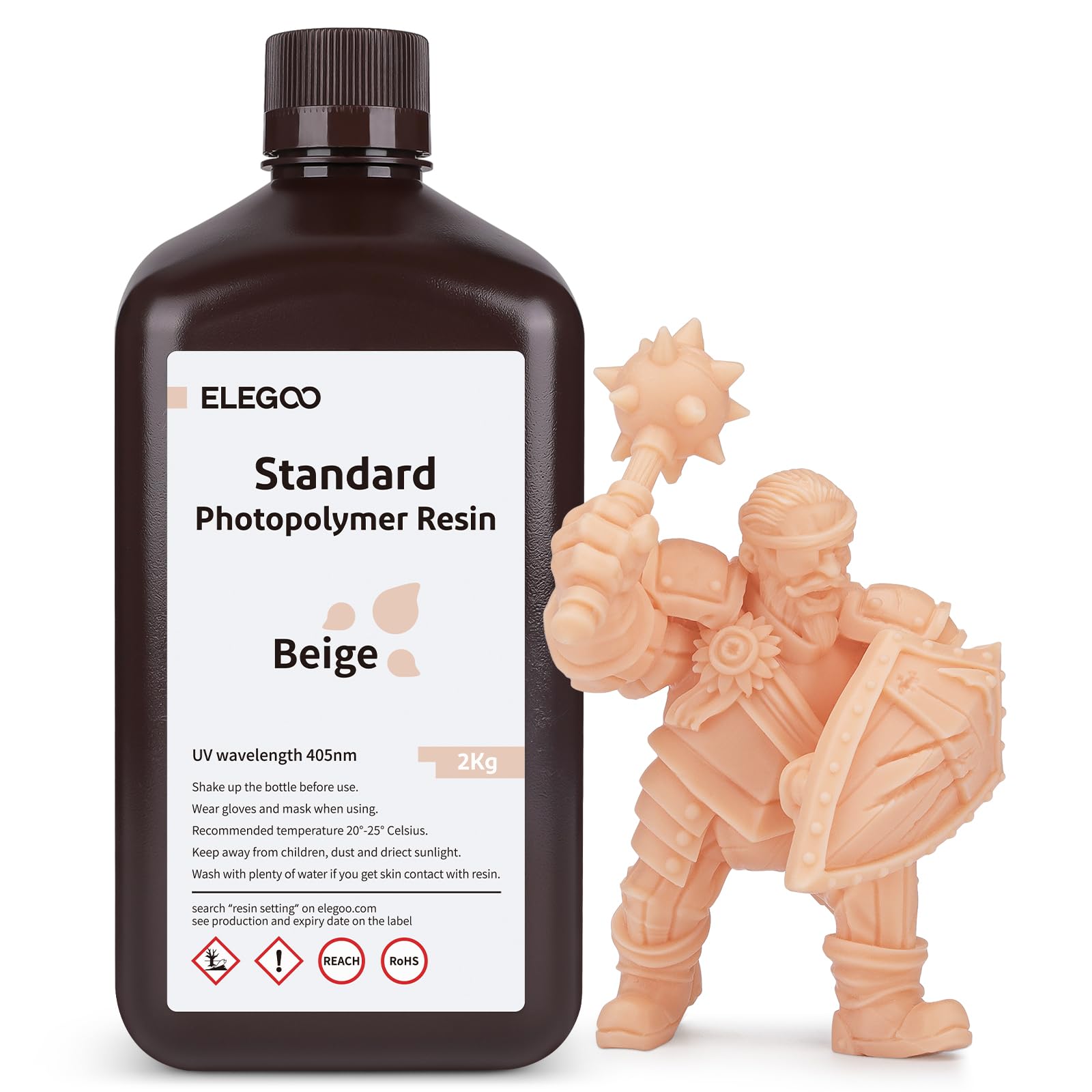 ELEGOO 8K 3D Printer Resin, Standard Photopolymer Resin 405nm UV-Curing Resin, Best for 8K/9K/12K/14K/16K LCD 3D Printer Space Grey 1000G
