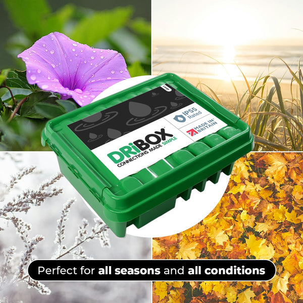 DRiBOX – Large IP55 Weatherproof Outdoor Electrical Connection Box 40 x 31 x 14.5cm – Power Cord Enclosure for Christmas Lights, Timers, Extension Cables, Leads, Reels, Transformers (Large, Black)