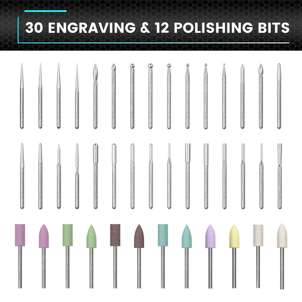 ARROWMAX Smart Mini Electric Engraving Pen, HollowCup Motor, 42 Bits with Aluminum Case, OLED, Magnetic Charge, Mini Rotary Tool, Cordless Engraving Pen for Metal, Wood, Glass and Plastic (SGS MAX)