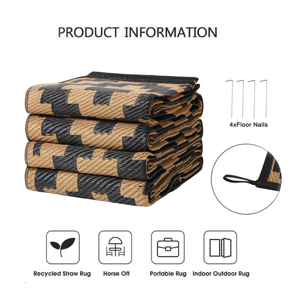 Enipate Geometric Outdoor Rugs for Patios Clearance, 152x 244cm(5x8ft) Reversible & Easy Cleaning Patio Decking Rug, Portable Comfortable Woven Garden