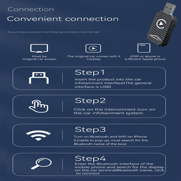 Wireless CarPlay Adapter 2024 Upgraded, Wireless CarPlay Dongle, Converts Wired CarPlay to Wireless, Plug and Play Car Play Wireless Adapter, Compatible with Cars from 2016 & iPhone iOS 12+（Black）