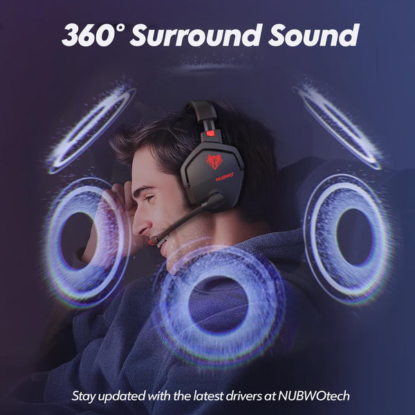 NUBWO G06 Pro Wireless Gaming Headset with Charging Station for Headset & PS5 Controller, 17ms Low Latency, 120H Battery Life, Dynamic 50mm Drivers-White (Only Compatible with PS5)