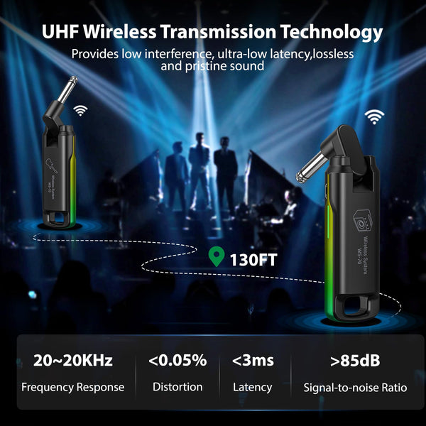 Wireless Guitar System,LEKATO Wireless Guitar Transmitter Receiver with 70 Channels,<3ms Low Latency Rechargeable Digital Audio Guitar Cable Cordless Bass Jack Lead for Electric Guitars,Bass,KeyBoard