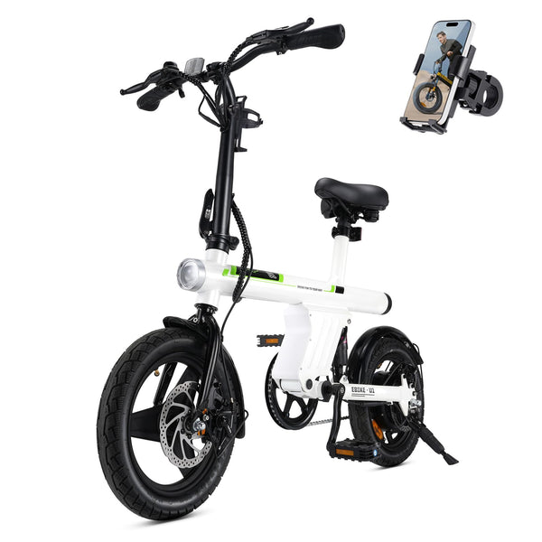 Finbike U1 Electric Bike for Adult/Teens,14" Folding Electric Bicycle with LCD Display,25KM/H & 45KM Range,4H Fast Charge,4 Riding Modes,Rear Shock Absorber,120KG Capacity,Compact Foldable Ebike