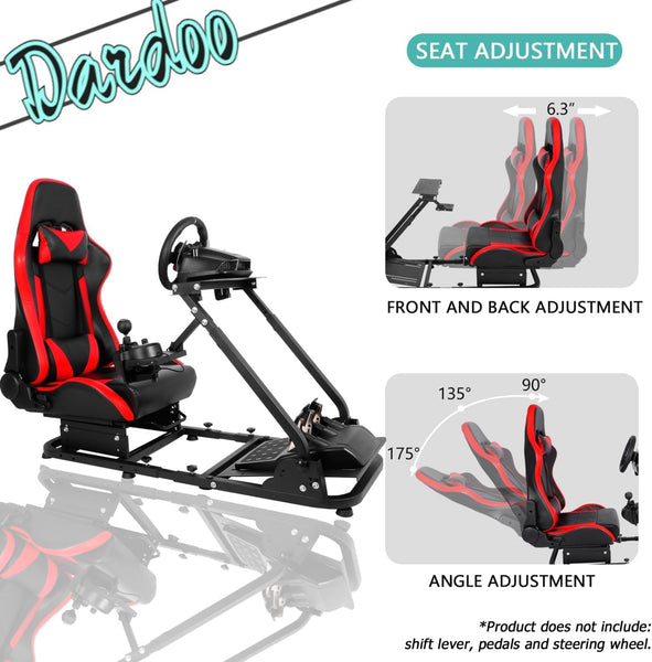 Dardoo Racing Simulator Cockpit with Seat for Logitech G27 G29 G920 G923, Thrustmaster PC PS4 Xbox,Racing, Steering Simulator Stand Adjustable Gaming Frame, without Wheel, Pedal, Handbrake and Shifter